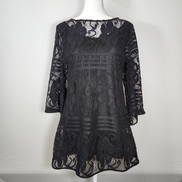 Peck & Peck Tops - Peck & Peck Black Lace Tunic